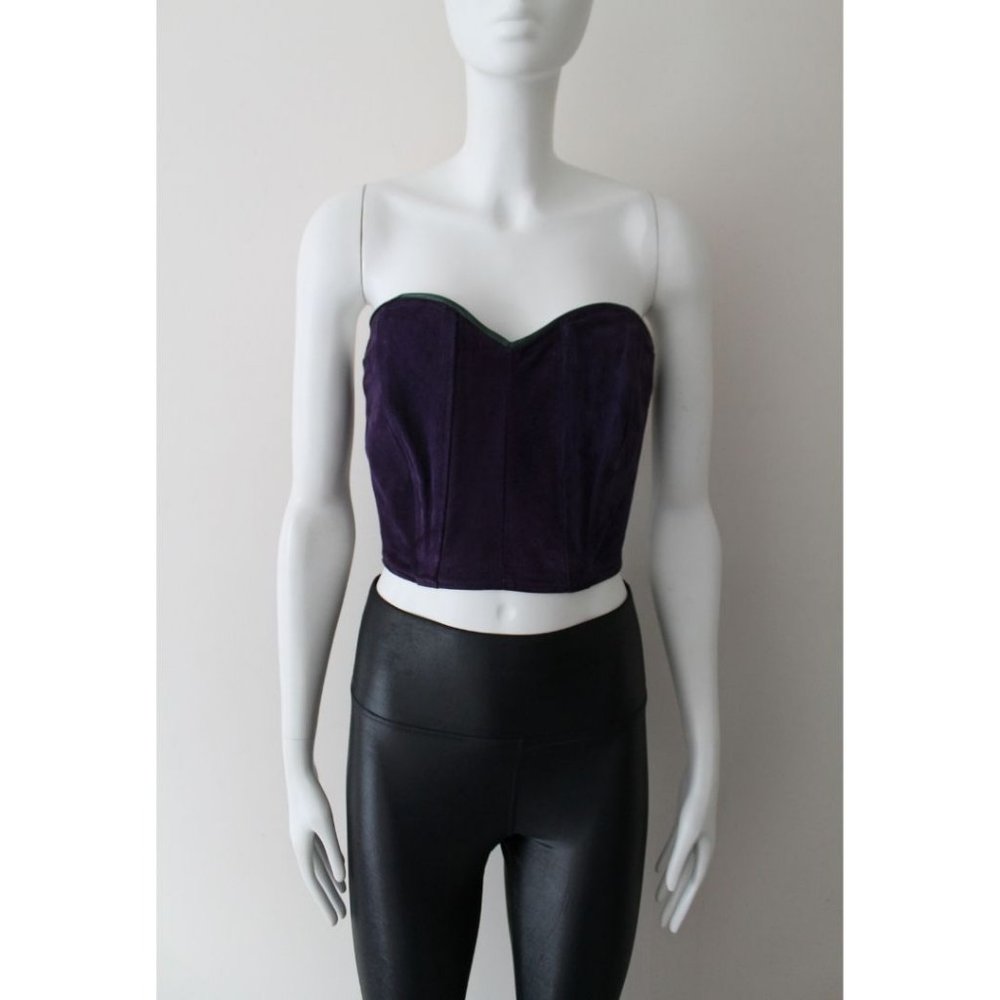 Danier Leather Bustier 90's Top Purple Size 4 Vintage